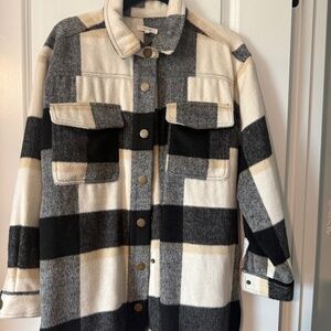Maurices Black and Cream Plaid Jacket Sz: Med.